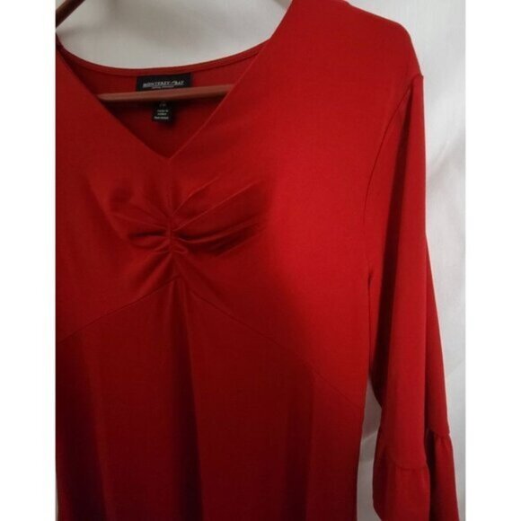 Monterey Bay Red Dress elbow bell sleeves Midi Petite Medium UNWORN NWOT - Picture 6 of 9